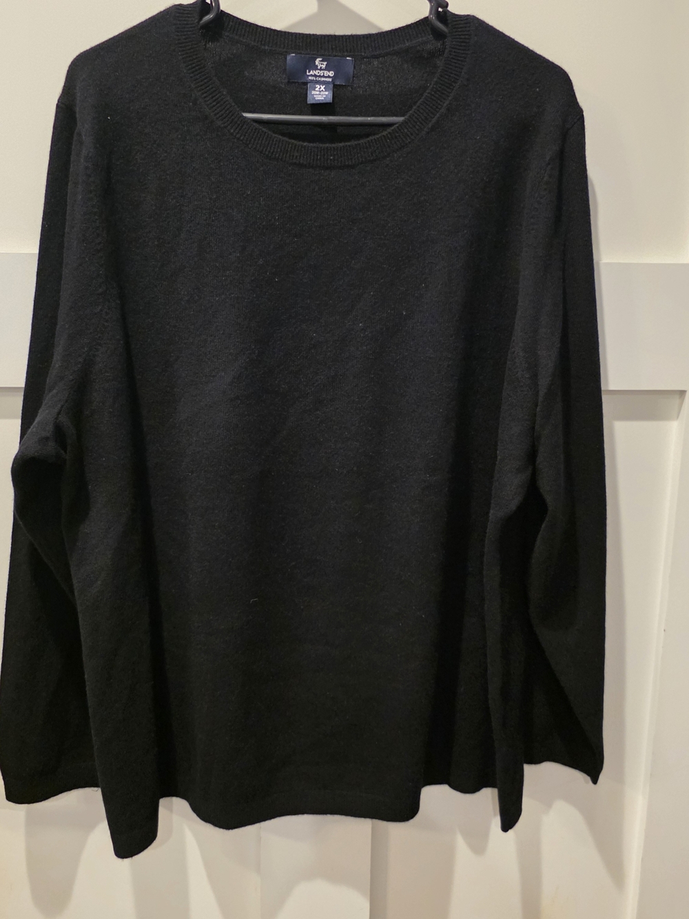 Lands End Sweater Womens 2X Black 100% Cashmere Pullover Crewneck Lightweight